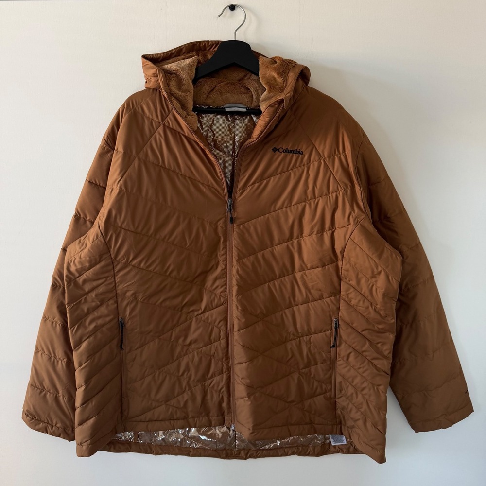 Columbia Joy Peak Hooded Jacket 3X Copper Brown Omni-Heat Puffer